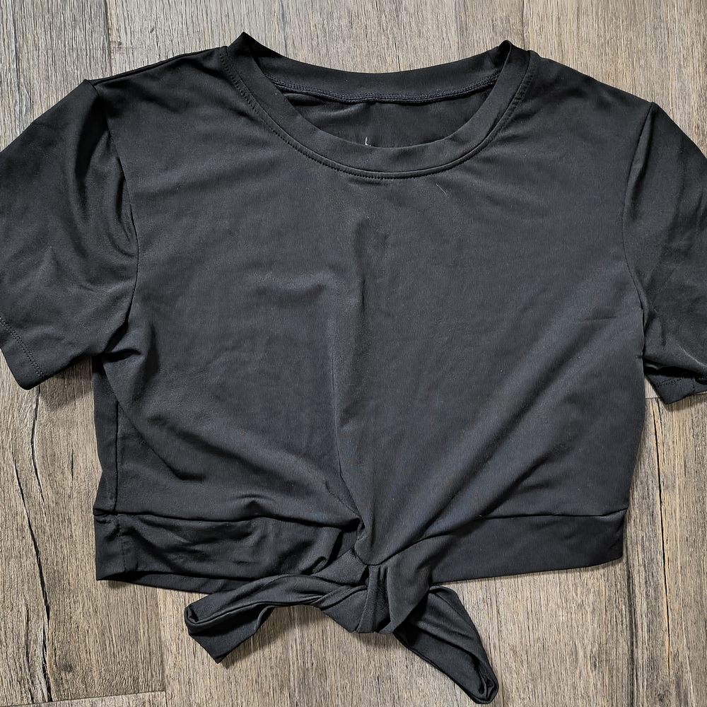 Black Tie-Front Women's Top